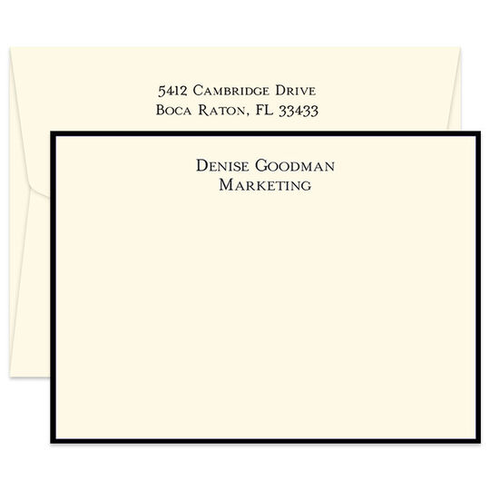 Triple Thick Goodman Bordered Flat Note Cards - Raised Ink